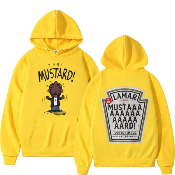 Mustard hoodie with Kendrick Lamar rapper-inspired design