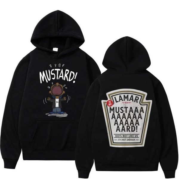 Mustard hoodie with Kendrick Lamar rapper-inspired design