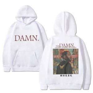 Minimalist Kendrick Lamar DAMN fleece hoodie for music fans, unisex long sleeve sweatshirt