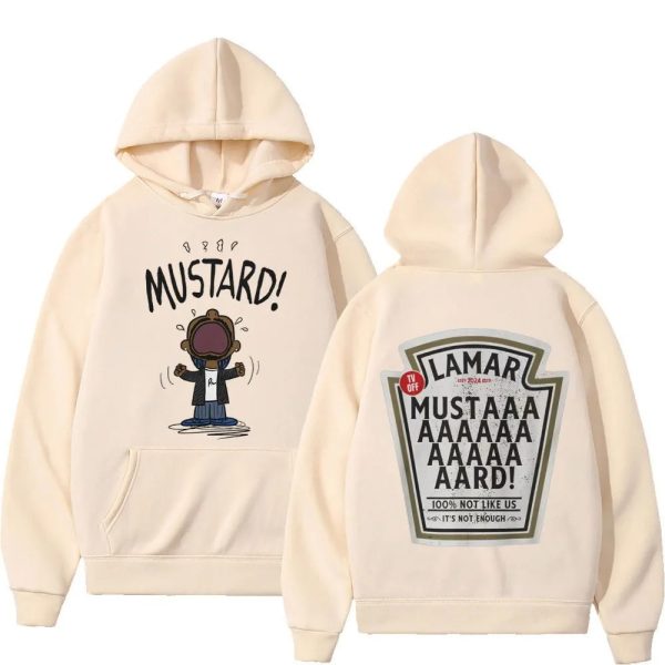 Mustard hoodie with Kendrick Lamar rapper-inspired design