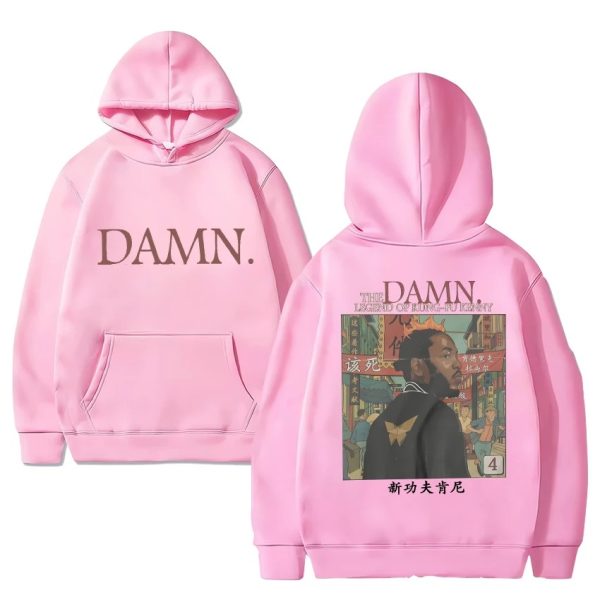 Minimalist Kendrick Lamar DAMN fleece hoodie for music fans, unisex long sleeve sweatshirt