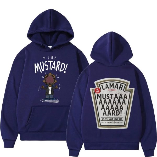 Mustard hoodie with Kendrick Lamar rapper-inspired design