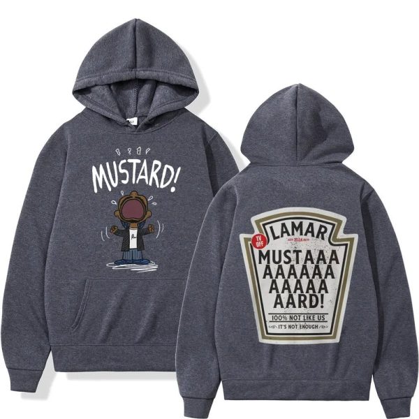 Mustard hoodie with Kendrick Lamar rapper-inspired design