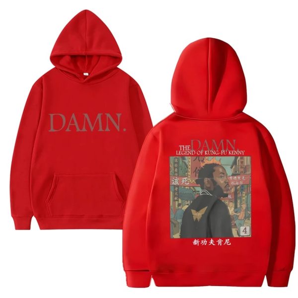 Minimalist Kendrick Lamar DAMN fleece hoodie for music fans, unisex long sleeve sweatshirt