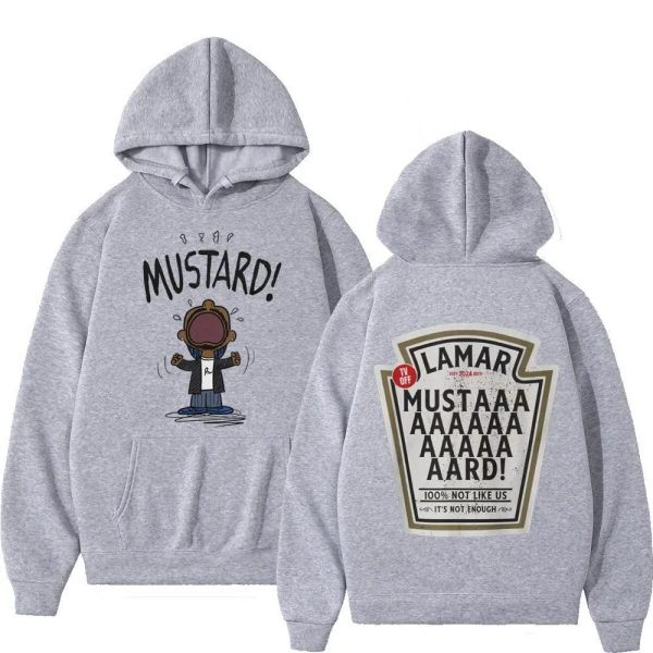 Mustard hoodie with Kendrick Lamar rapper-inspired design